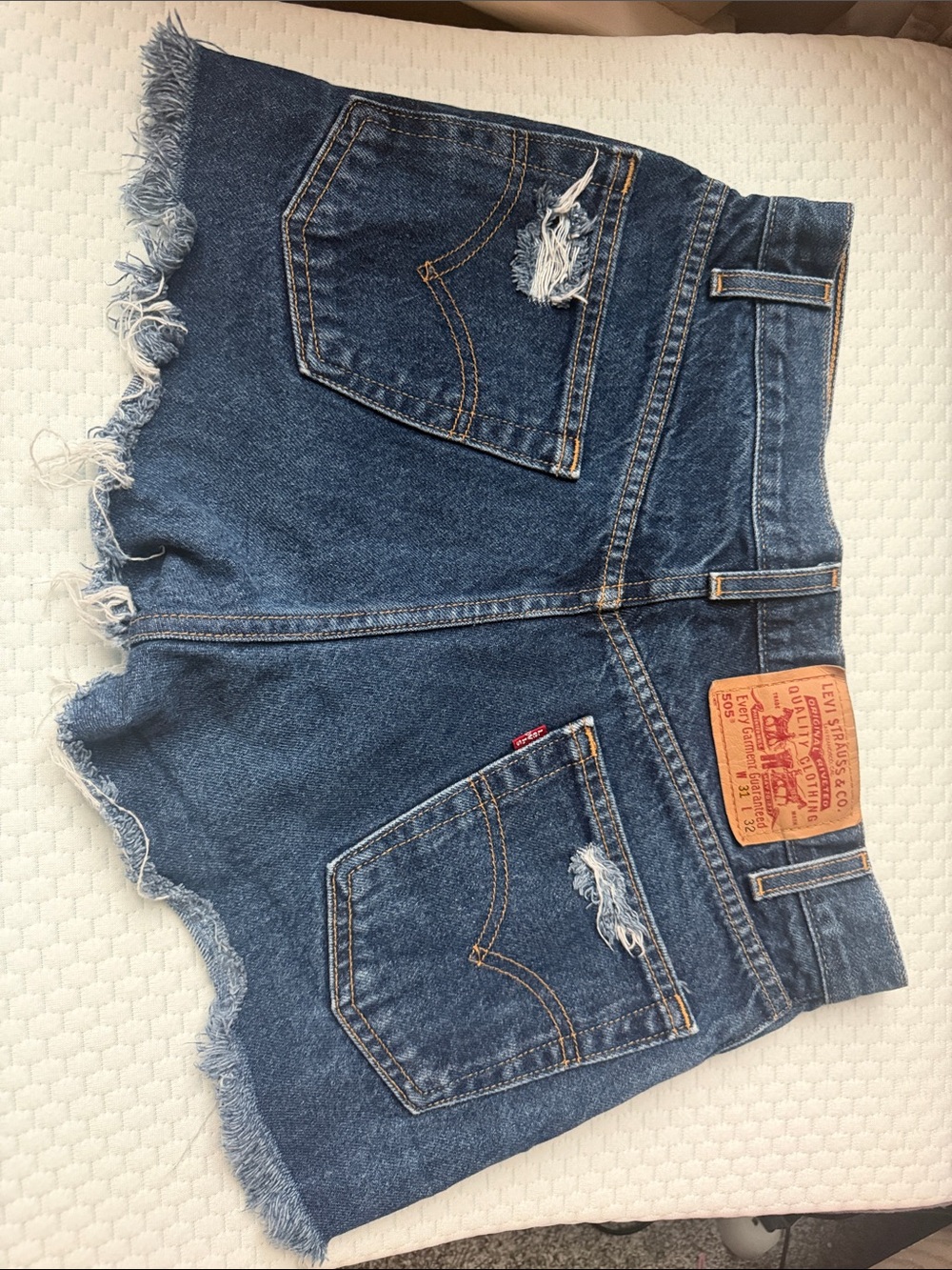 Levi's Blue Distressed High-Rise Denim Cutoff Shorts
